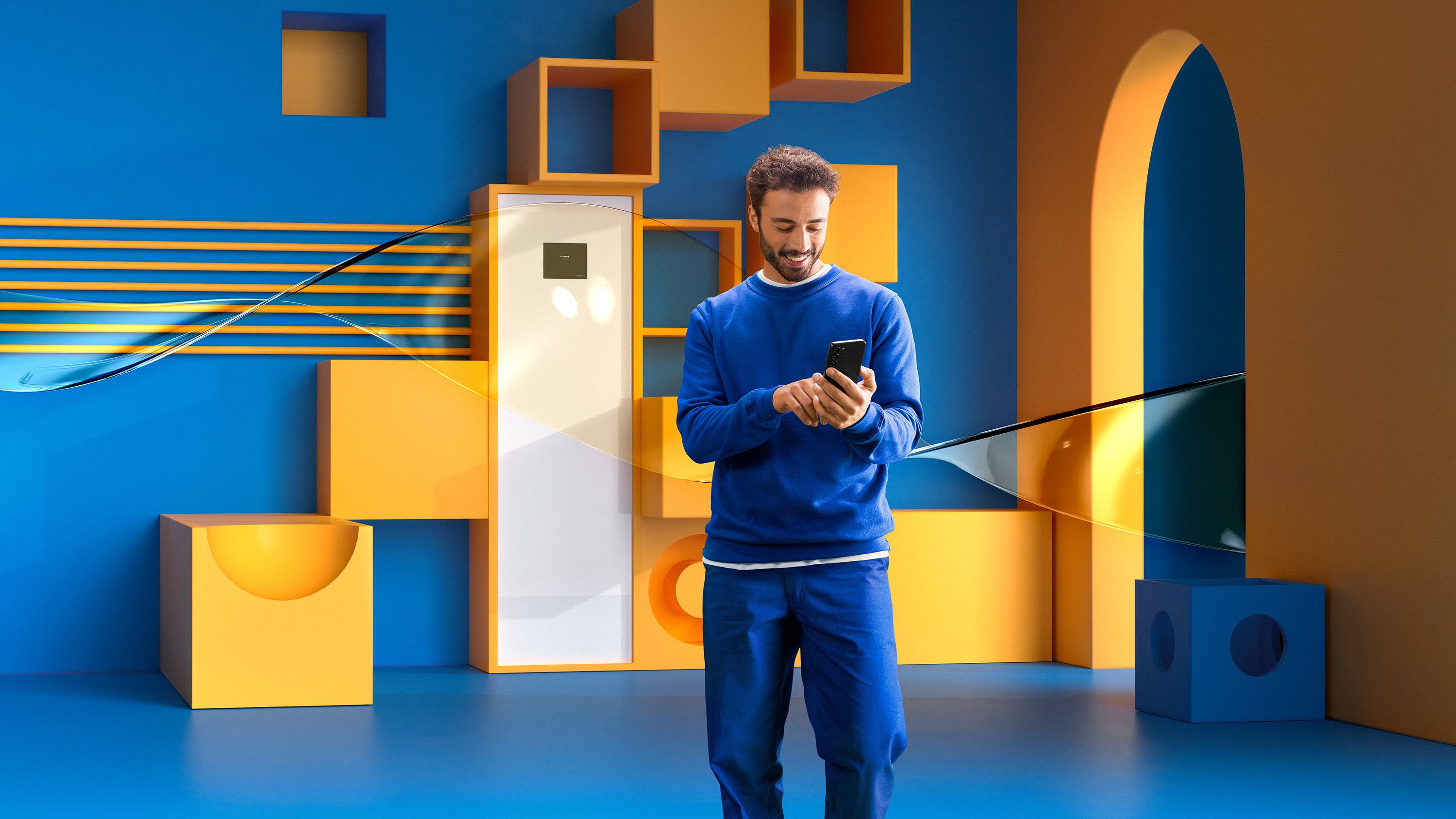 EHS  ClimateHub   Hydro Unit  2024 Key visuals   ClimateHub   Installer  phone(Oasis) png B2B